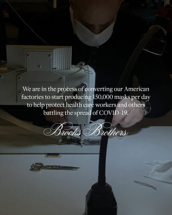 US | 米ブルックスブラザーズが自社工場で医療関係者へ向けてマスクの生産を開始